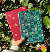 Christmas Green Checkerboard Kindle Case, Kobo, Free Personalization, New Year Gift